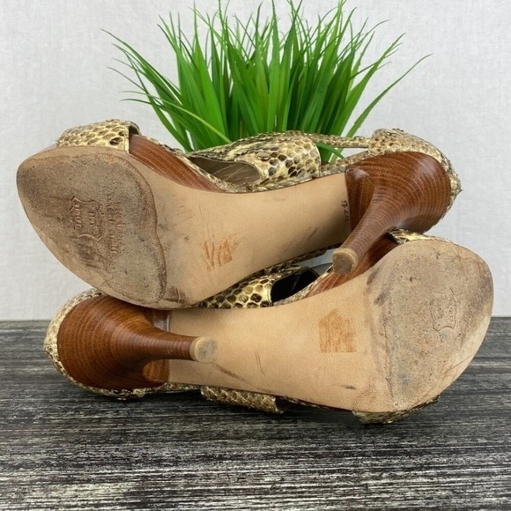 Stuart Weitzman Python Snake Print Cage Stud Heel… - image 8